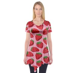 Fruit Strawbery Red Sweet Fres Short Sleeve Tunic  by Alisyart