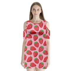 Fruit Strawbery Red Sweet Fres Shoulder Cutout Velvet  One Piece by Alisyart