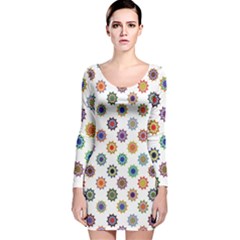 Flowers Color Artwork Vintage Modern Star Lotus Sunflower Floral Rainbow Long Sleeve Velvet Bodycon Dress by Alisyart