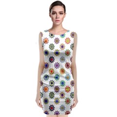 Flowers Color Artwork Vintage Modern Star Lotus Sunflower Floral Rainbow Sleeveless Velvet Midi Dress by Alisyart