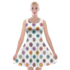 Flowers Color Artwork Vintage Modern Star Lotus Sunflower Floral Rainbow Velvet Skater Dress by Alisyart