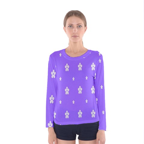 Light Purple Flowers Background Images Women s Long Sleeve Tee by Alisyart