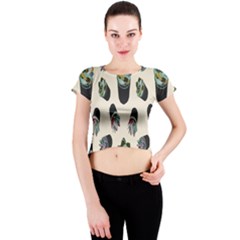 Succulent Plants Pattern Lights Crew Neck Crop Top