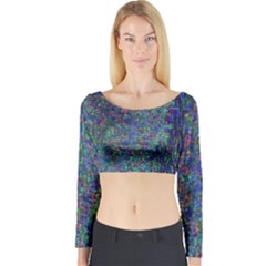 Glitch Art Long Sleeve Crop Top by Simbadda