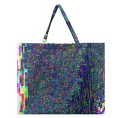 Glitch Art Zipper Large Tote Bag by Simbadda