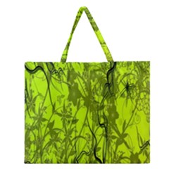 Concept Art Spider Digital Art Green Zipper Large Tote Bag by Simbadda
