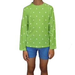 Mages Pinterest Green White Polka Dots Crafting Circle Kids  Long Sleeve Swimwear by Alisyart