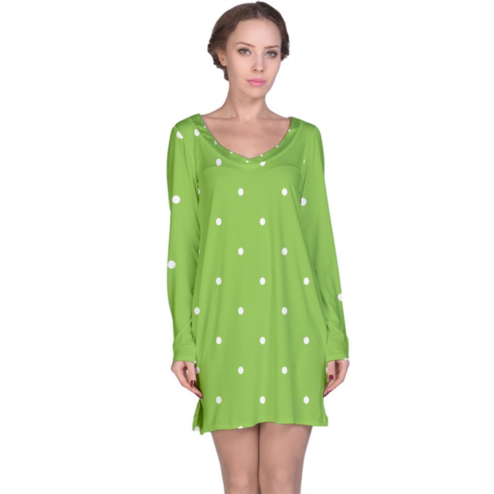 Mages Pinterest Green White Polka Dots Crafting Circle Long Sleeve Nightdress