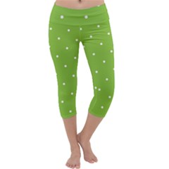 Mages Pinterest Green White Polka Dots Crafting Circle Capri Yoga Leggings