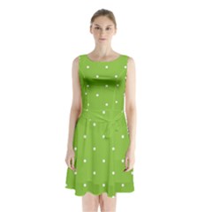 Mages Pinterest Green White Polka Dots Crafting Circle Sleeveless Chiffon Waist Tie Dress