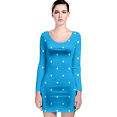 Mages Pinterest White Blue Polka Dots Crafting Circle Long Sleeve Bodycon Dress
