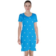 Mages Pinterest White Blue Polka Dots Crafting Circle Short Sleeve Nightdress