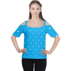 Mages Pinterest White Blue Polka Dots Crafting Circle Women s Cutout Shoulder Tee