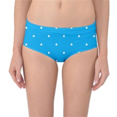 Mages Pinterest White Blue Polka Dots Crafting Circle Mid-waist Bikini Bottoms by Alisyart