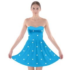 Mages Pinterest White Blue Polka Dots Crafting Circle Strapless Bra Top Dress