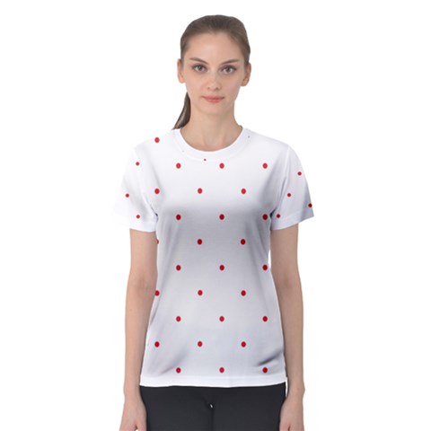 Mages Pinterest White Red Polka Dots Crafting Circle Women s Sport Mesh Tee by Alisyart