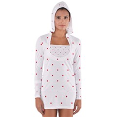 Mages Pinterest White Red Polka Dots Crafting Circle Women s Long Sleeve Hooded T-shirt
