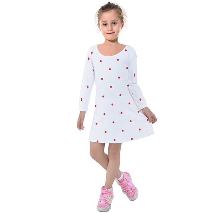 Mages Pinterest White Red Polka Dots Crafting Circle Kids  Long Sleeve Velvet Dress