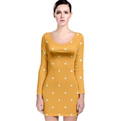 Mages Pinterest White Orange Polka Dots Crafting Long Sleeve Velvet Bodycon Dress by Alisyart
