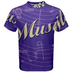 Music Flyer Purple Note Blue Tone Men s Cotton Tee