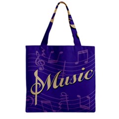 Music Flyer Purple Note Blue Tone Zipper Grocery Tote Bag by Alisyart