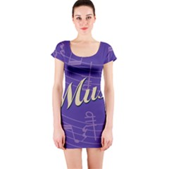 Music Flyer Purple Note Blue Tone Short Sleeve Bodycon Dress by Alisyart