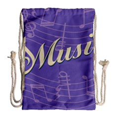 Music Flyer Purple Note Blue Tone Drawstring Bag (large) by Alisyart