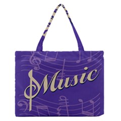 Music Flyer Purple Note Blue Tone Medium Zipper Tote Bag by Alisyart