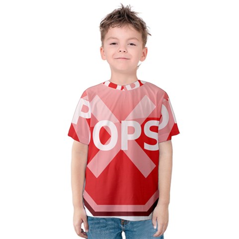 Oops Stop Sign Icon Kids  Cotton Tee by Alisyart