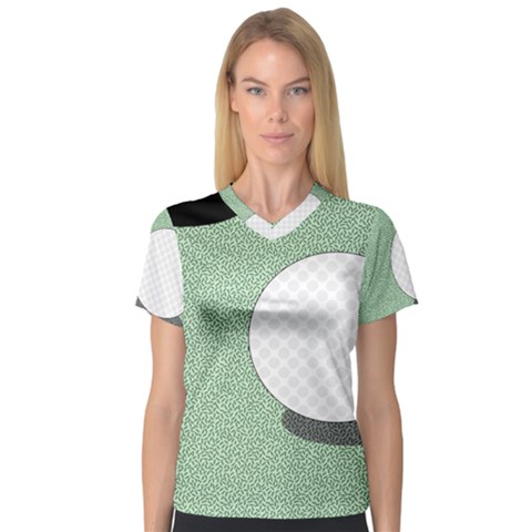 Golf Image Ball Hole Black Green Women s V-neck Sport Mesh Tee by Alisyart