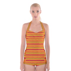 Lines Boyleg Halter Swimsuit 