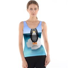 Penguin Ice Floe Minimalism Antarctic Sea Tank Top by Alisyart