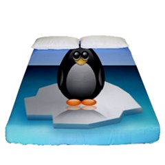 Penguin Ice Floe Minimalism Antarctic Sea Fitted Sheet (queen Size) by Alisyart