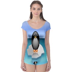 Penguin Ice Floe Minimalism Antarctic Sea Boyleg Leotard 