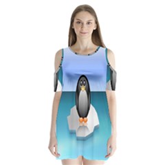 Penguin Ice Floe Minimalism Antarctic Sea Shoulder Cutout Velvet  One Piece by Alisyart