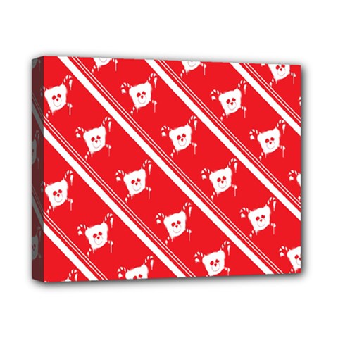 Panda Bear Face Line Red White Canvas 10  X 8  by Alisyart