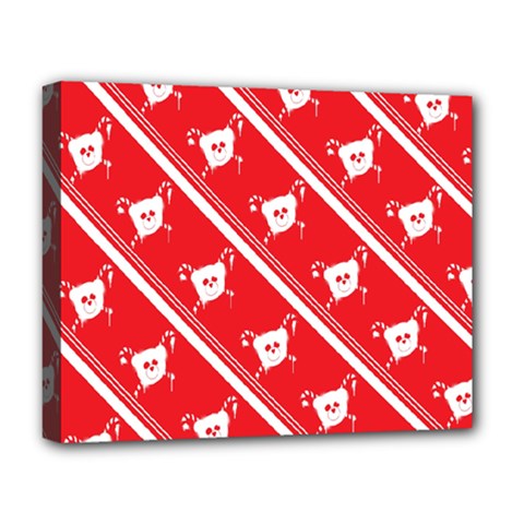 Panda Bear Face Line Red White Deluxe Canvas 20  X 16   by Alisyart