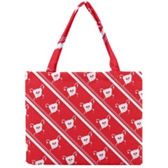 Panda Bear Face Line Red White Mini Tote Bag