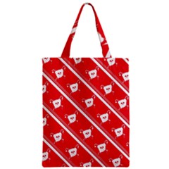 Panda Bear Face Line Red White Zipper Classic Tote Bag