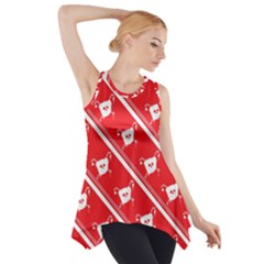 Panda Bear Face Line Red White Side Drop Tank Tunic