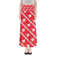 Panda Bear Face Line Red White Maxi Skirts