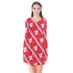 Panda Bear Face Line Red White Flare Dress by Alisyart