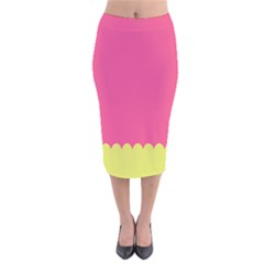 Pink Yellow Scallop Wallpaper Wave Velvet Midi Pencil Skirt by Alisyart