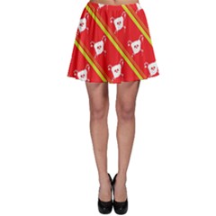 Panda Bear Face Line Red Yellow Skater Skirt by Alisyart