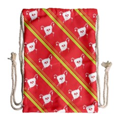 Panda Bear Face Line Red Yellow Drawstring Bag (large) by Alisyart