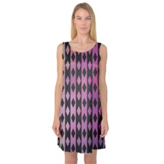 Old Version Plaid Triangle Chevron Wave Line Cplor  Purple Black Pink Sleeveless Satin Nightdress