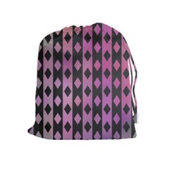 Old Version Plaid Triangle Chevron Wave Line Cplor  Purple Black Pink Drawstring Pouches (extra Large) by Alisyart