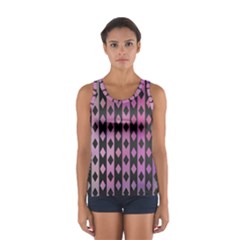 Old Version Plaid Triangle Chevron Wave Line Cplor  Purple Black Pink Women s Sport Tank Top  by Alisyart