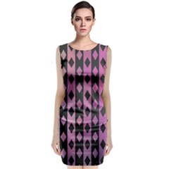 Old Version Plaid Triangle Chevron Wave Line Cplor  Purple Black Pink Classic Sleeveless Midi Dress by Alisyart