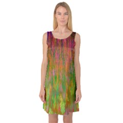 Abstract Trippy Bright Melting Sleeveless Satin Nightdress